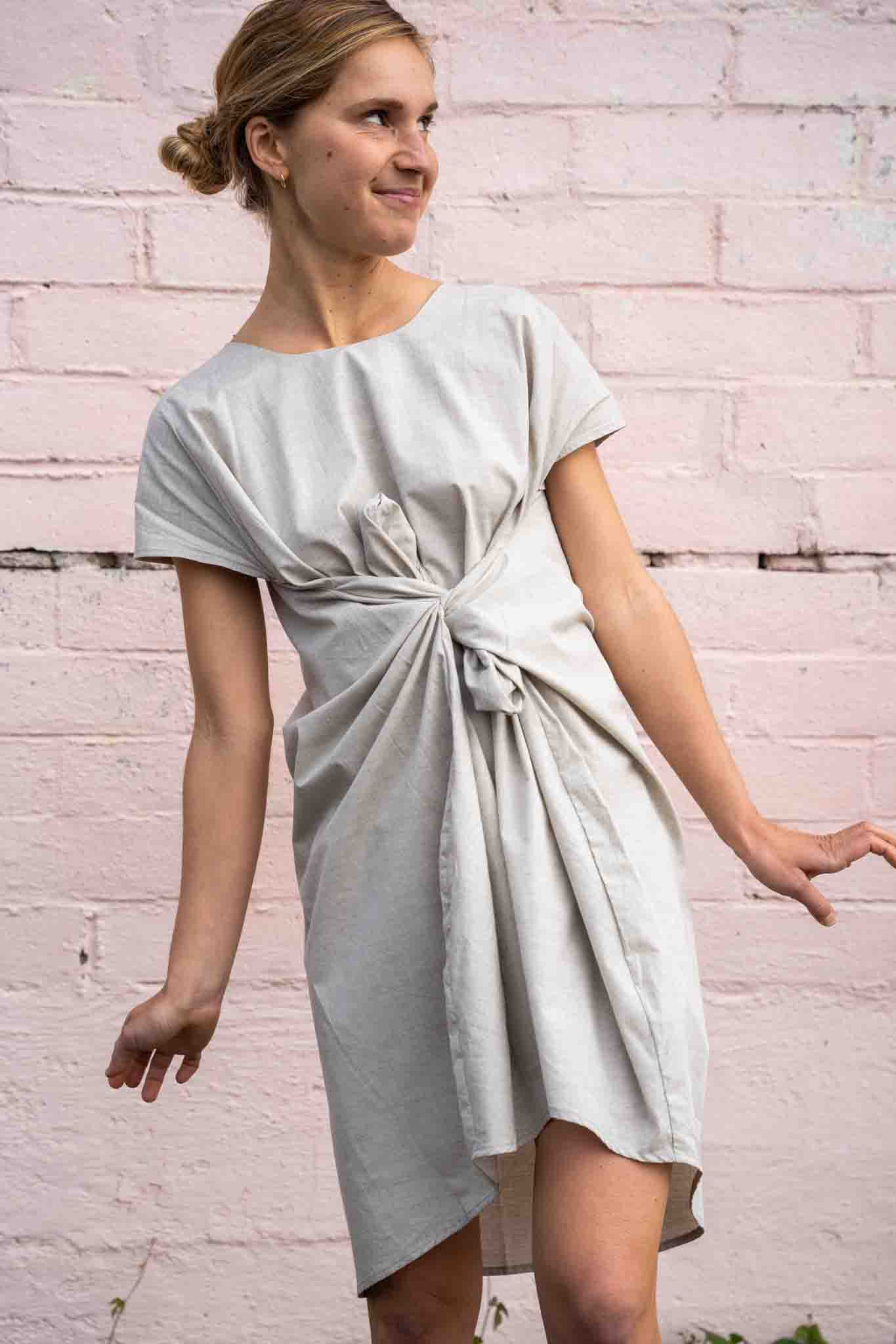 Origami Dress- Grey Cotton