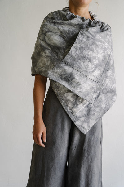 Charcoal Tie-Dye Wrap Coat