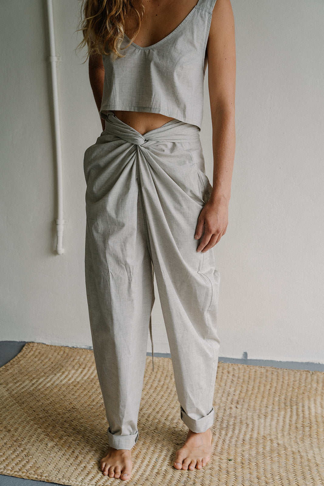 Wrap Pants- Grey Cotton